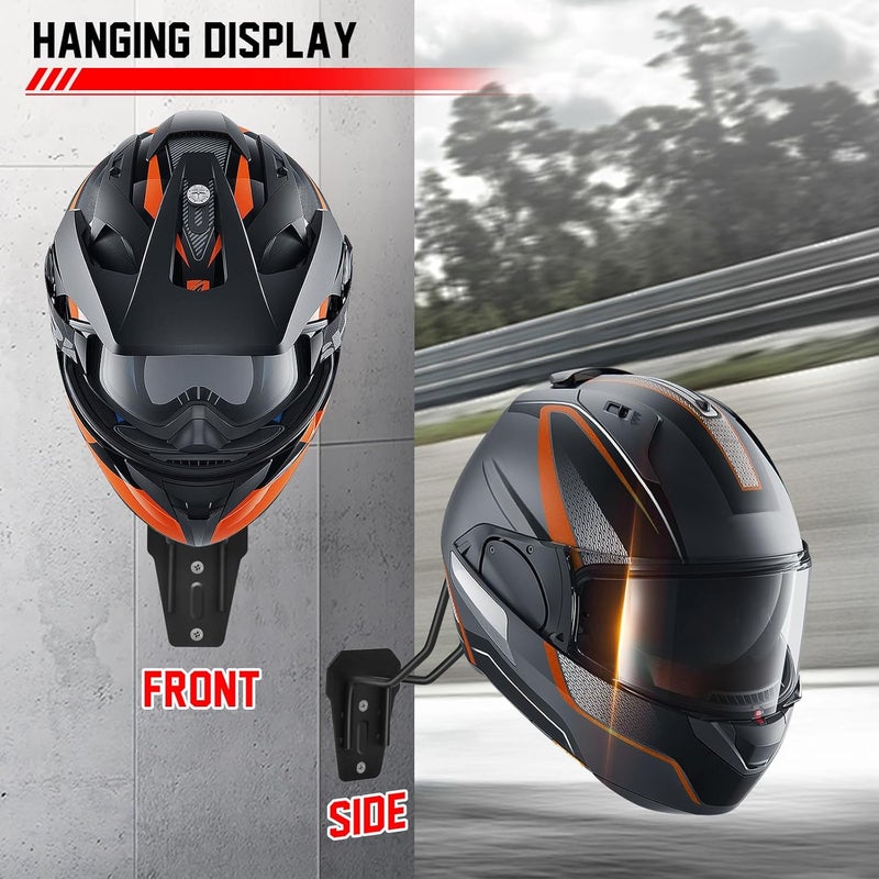 TVKB Motorcycle Helmet Holder Wall Mount Multifunctional Metal Hanger Rack Motorcycle Accessories for Hats Mask Garage 2pack - Image 3